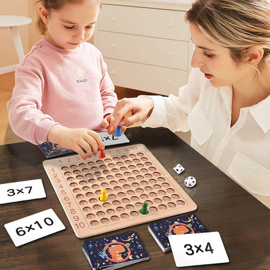 Math Mastery Game - Wooden Multiplication Board for Kids