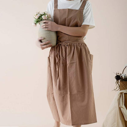 Versatile Cotton Apron with Functional Pockets – Dark Orange