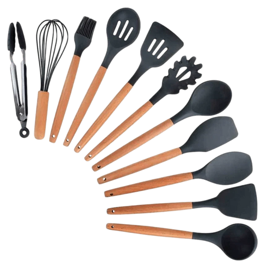 Complete 11-Piece Kitchen Utensil Set in Stylish Jar
