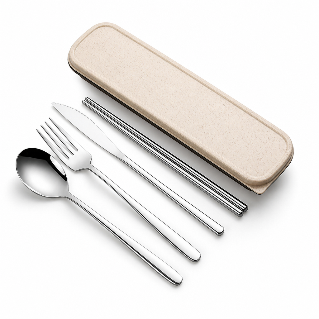 Sustainable Stainless Steel Travel Cutlery Set – Silver