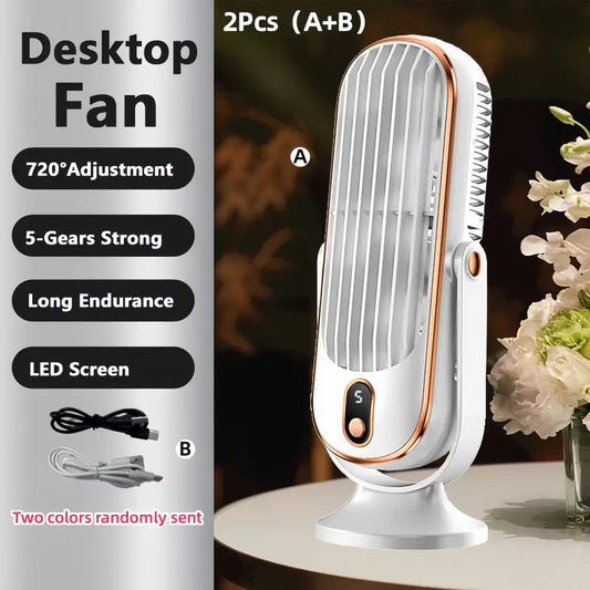 Mini Portable Air Conditioner with USB Charging – 5 Speed Settings & 720° Rotation