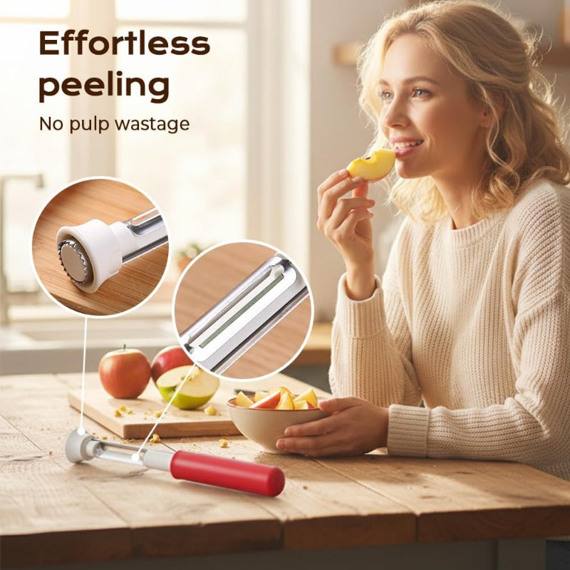 Dual-Function Fruit Peeler and Corer Gadget