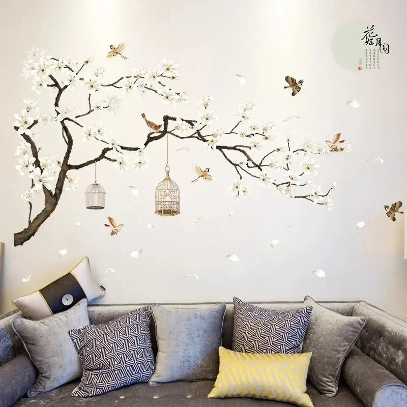 XXL Tree Wall Sticker 187x128 cm | Bird and Flower Wall Decal