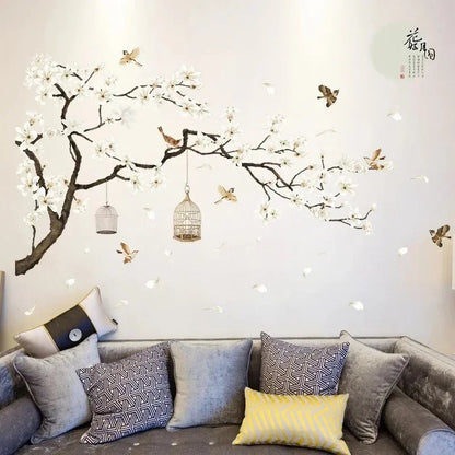 XXL Tree Wall Sticker 187x128 cm | Bird and Flower Wall Decal