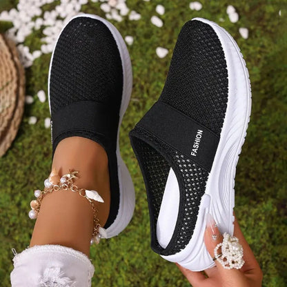 AirStride – Lightweight Mesh Slip-On Sneakers for Women – Black