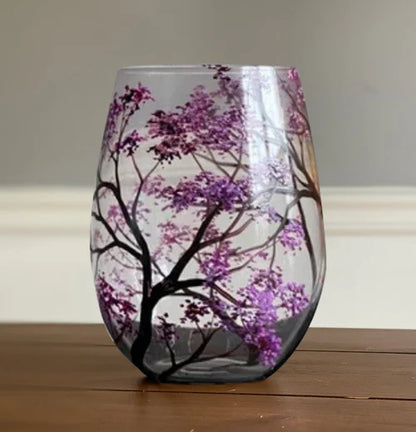 Hand-Painted Art Wine Glasses - Tree of the Four Seasons – Autumn