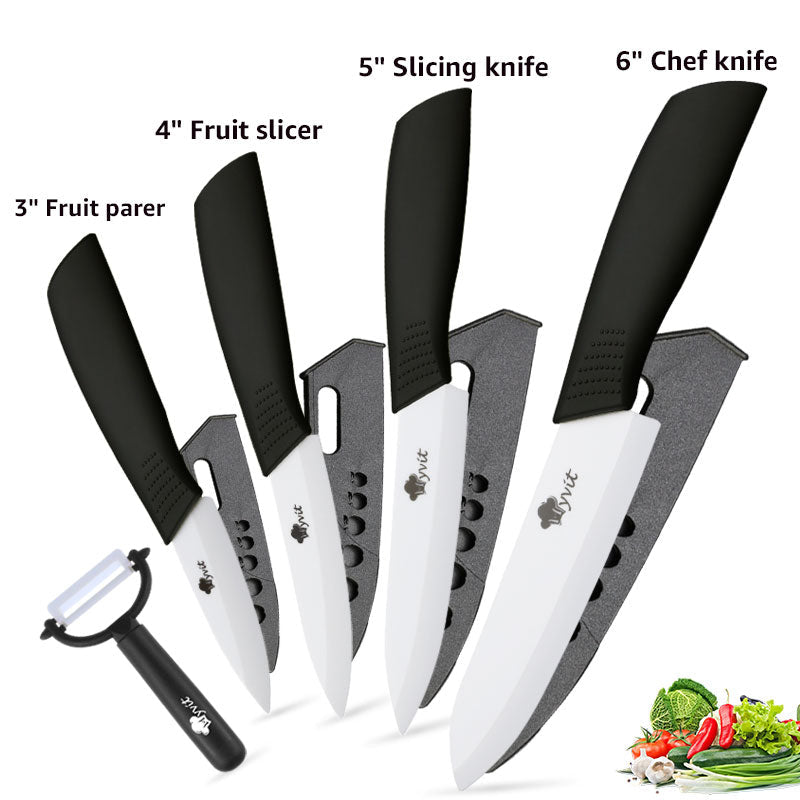 Chef's Mastery Knife Set in Ceramic for Kitchen Use – Black Set A