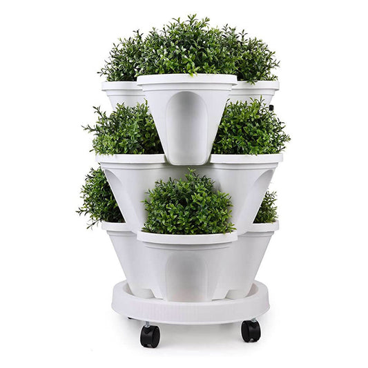 Stackable Plant Pots with Smart Watering System – GardenTower FourSeasons – White