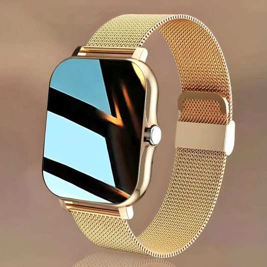 1.83-Inch Smartwatch – Health Tracking Fitness Watch with Bluetooth Calling – Gold incl. FREE extra watch strap