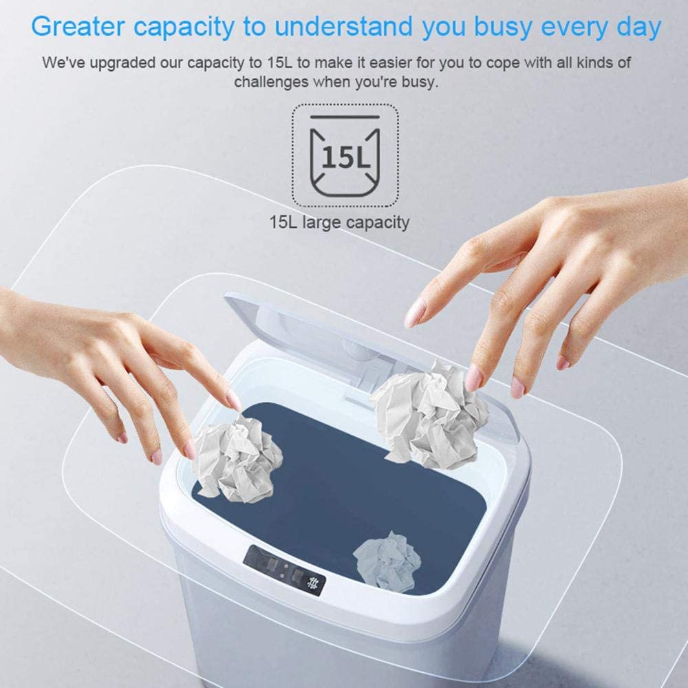 Touchless Automatic Sensor Trash Bin – 15L – Quiet for Kitchen or Living Room