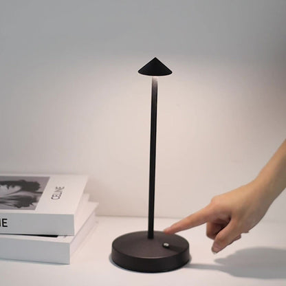 Modern Triangle Cone LED Table Lamp in Round Acrylic and Iron for Living Room