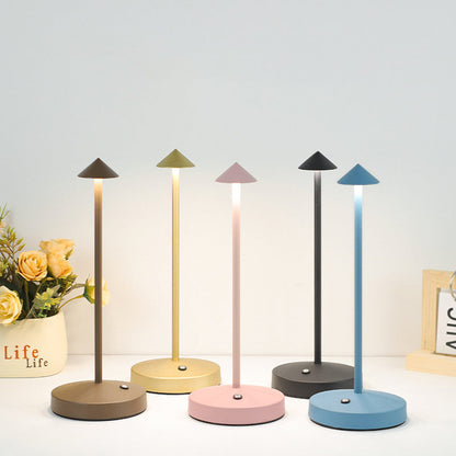 Modern Triangle Cone LED Table Lamp in Round Acrylic and Iron for Living Room – Blue