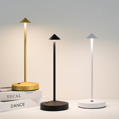 Modern Triangle Cone LED Table Lamp in Round Acrylic and Iron for Living Room