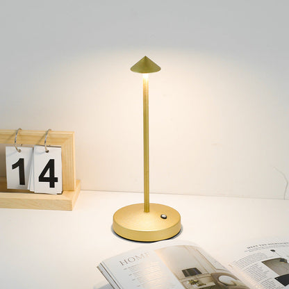 Modern Triangle Cone LED Table Lamp in Round Acrylic and Iron for Living Room – Gold