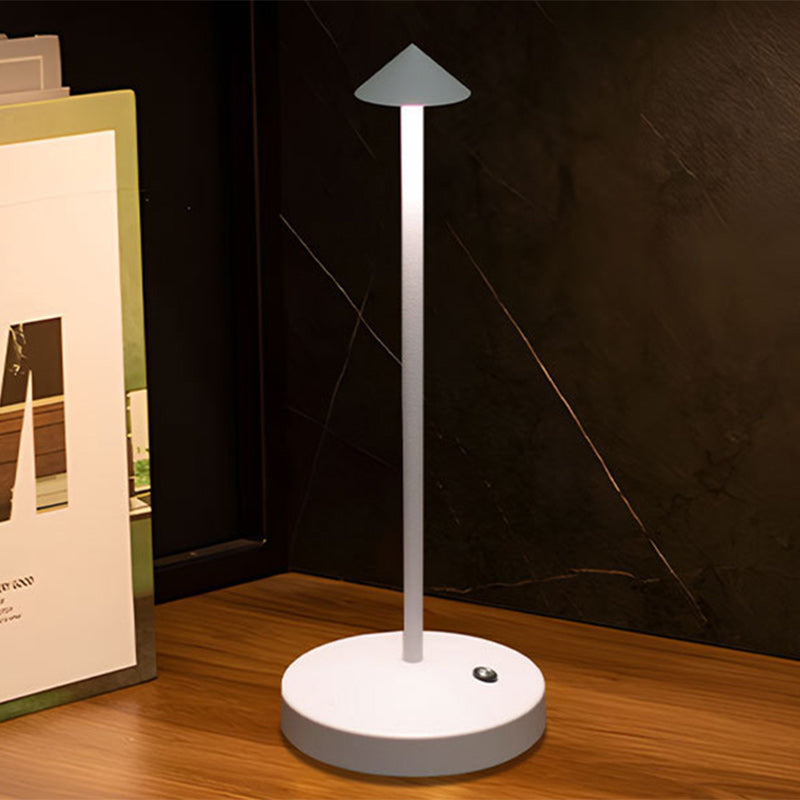 Modern Triangle Cone LED Table Lamp in Round Acrylic and Iron for Living Room – White