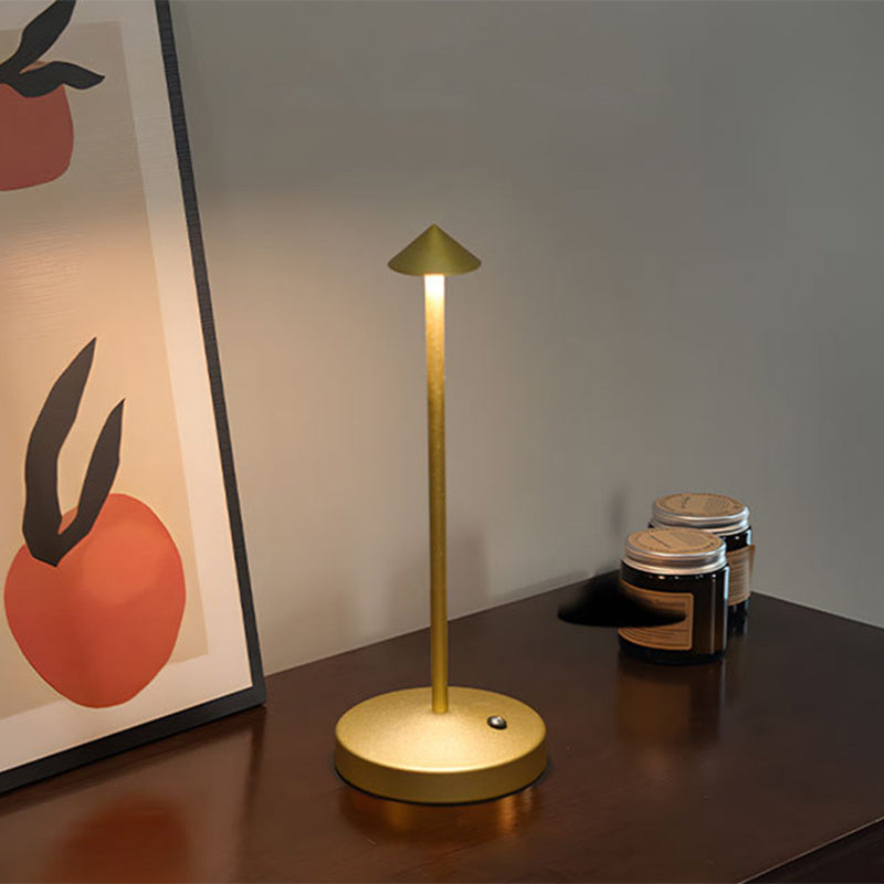 Modern Triangle Cone LED Table Lamp in Round Acrylic and Iron for Living Room