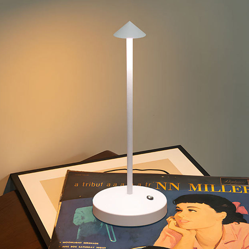 Modern Triangle Cone LED Table Lamp in Round Acrylic and Iron for Living Room