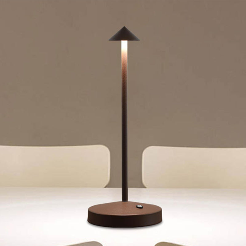 Modern Triangle Cone LED Table Lamp in Round Acrylic and Iron for Living Room – Braun