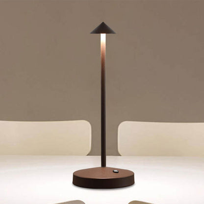 Modern Triangle Cone LED Table Lamp in Round Acrylic and Iron for Living Room – Braun