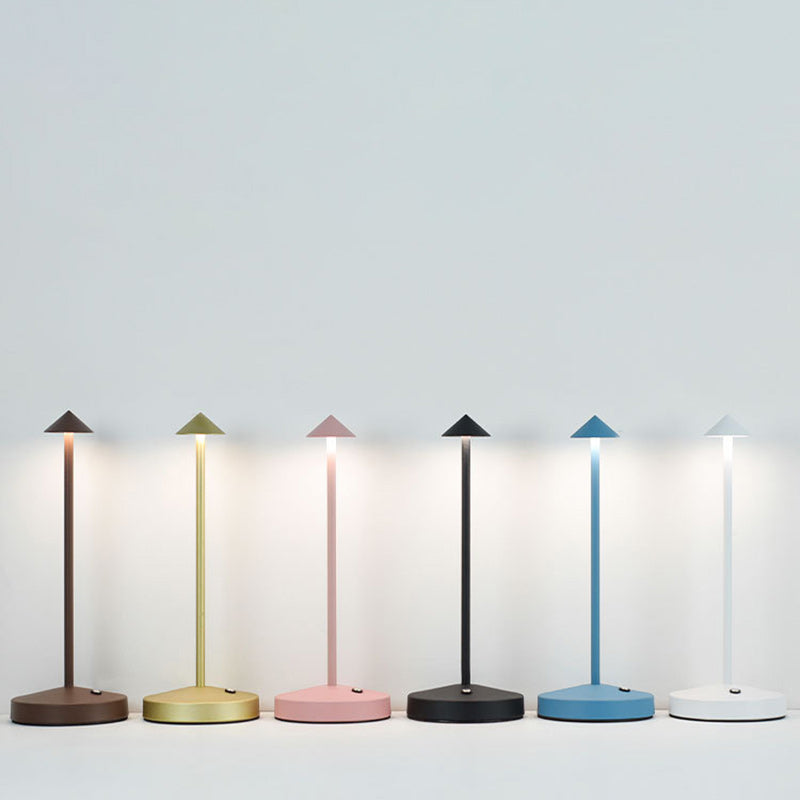 Modern Triangle Cone LED Table Lamp in Round Acrylic and Iron for Living Room
