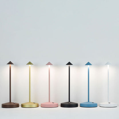 Modern Triangle Cone LED Table Lamp in Round Acrylic and Iron for Living Room
