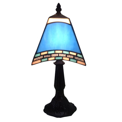 1-Light Trapezoidal Bedside Lamp in Sea-side Blue Glass for Home Decor