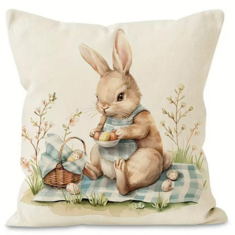 Charming Bunny Easter Throw Pillow Covers Set