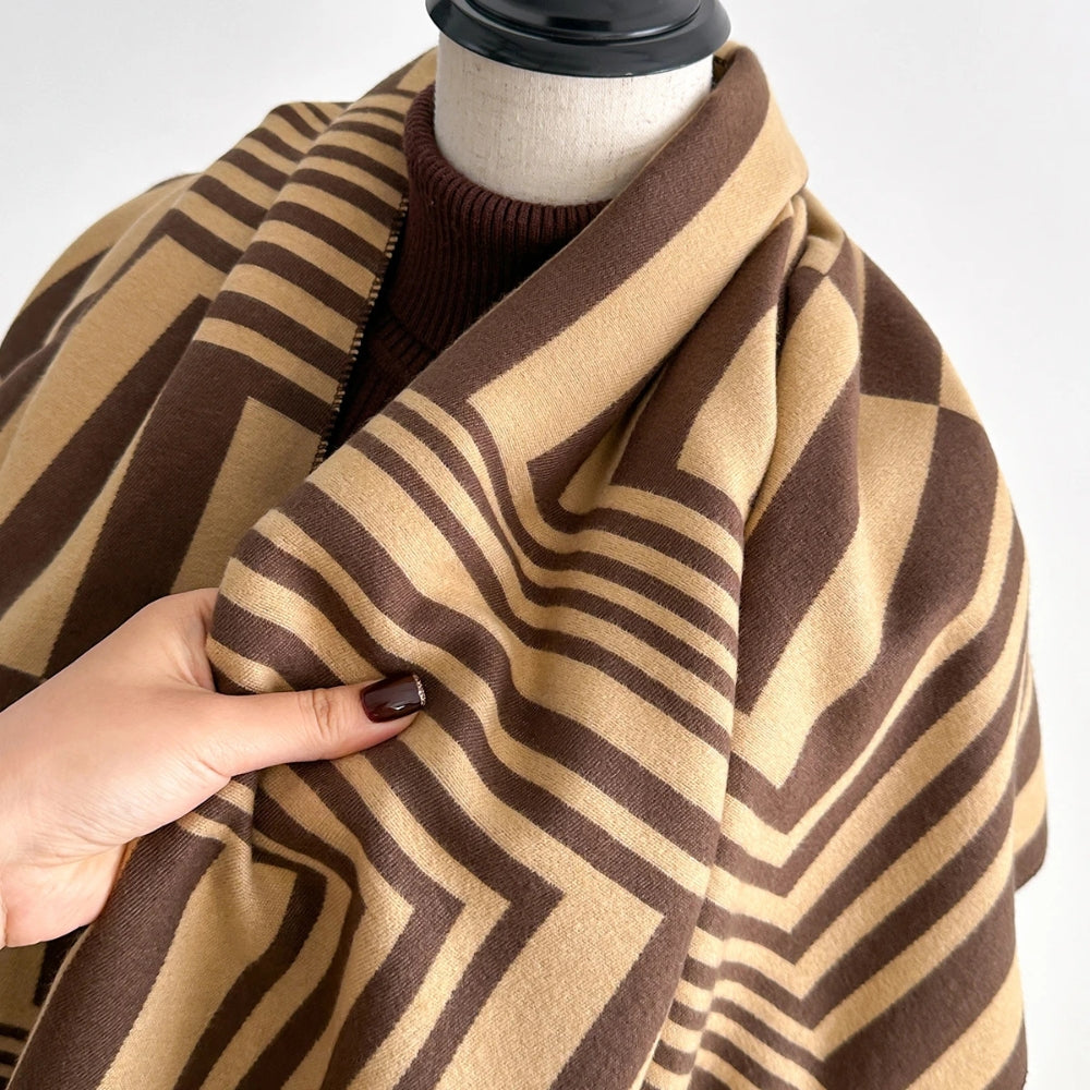 Elegant Geometric Patterned Shawl Wrap