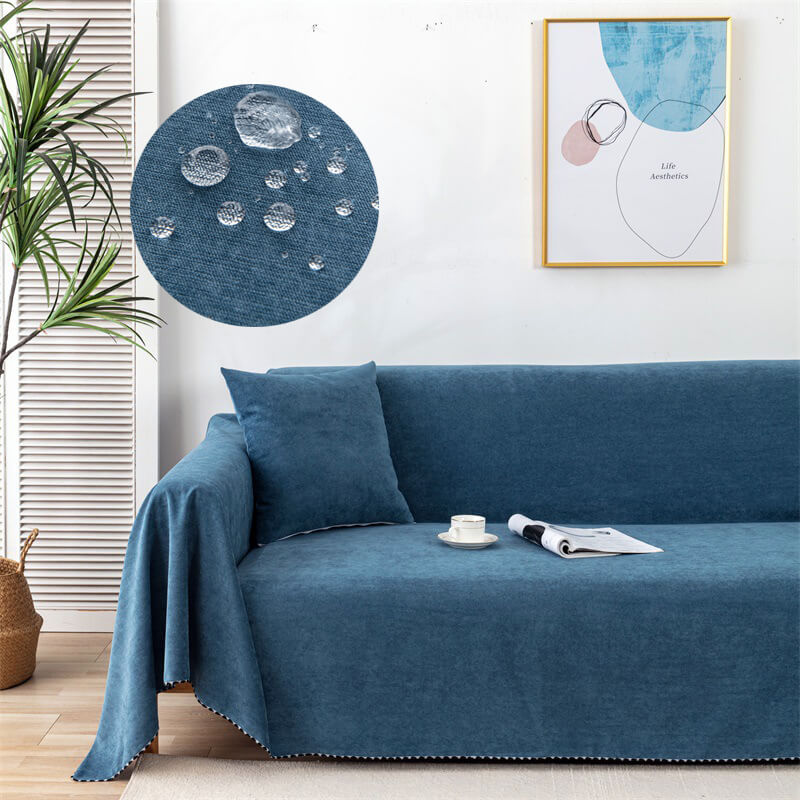 Water-Resistant Furniture Cover for Couch and Chair – Sturdy Cord Blanket – Dark blue
