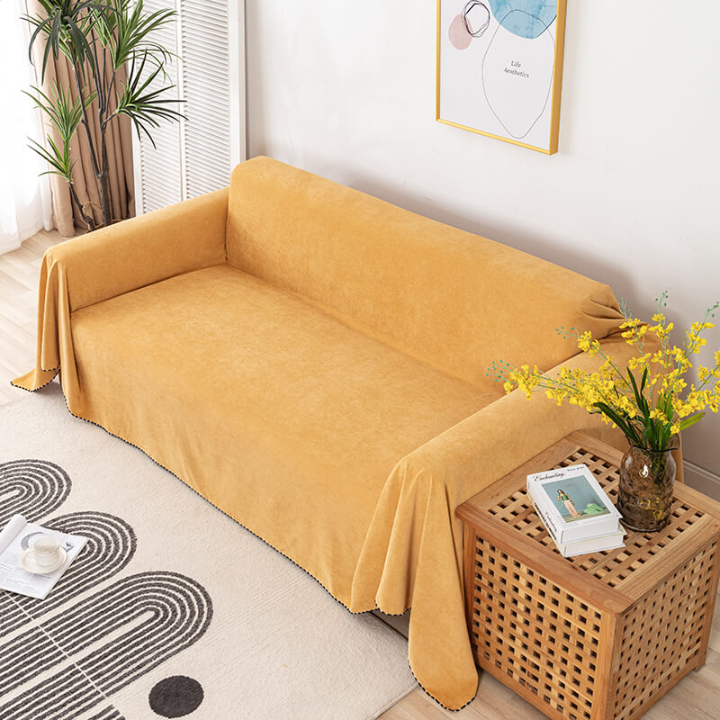 Water-Resistant Furniture Cover for Couch and Chair – Sturdy Cord Blanket – Yellow
