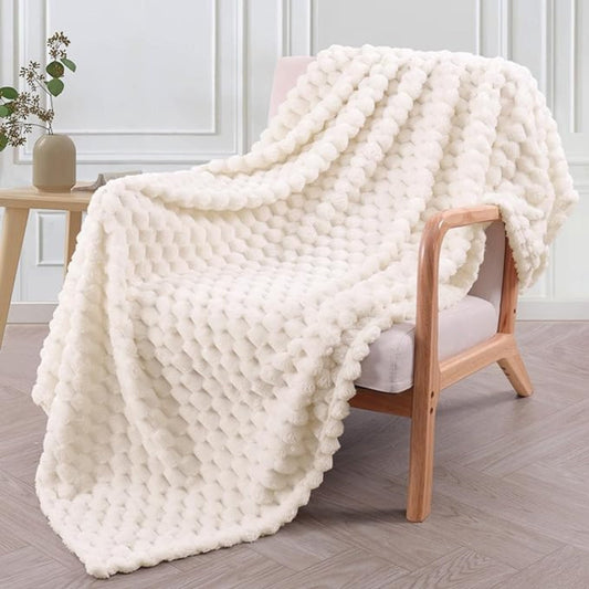 Cozy Soft Throw Blanket for Living Room and Bedroom Use – Ivory white