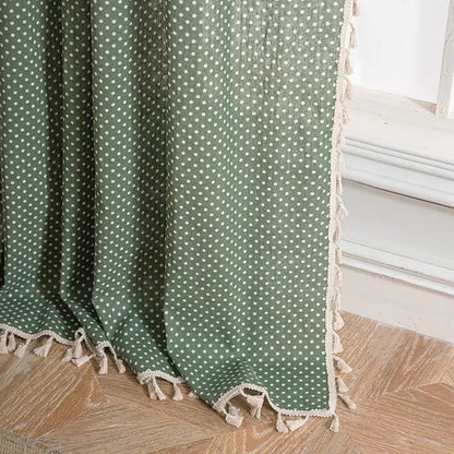 Charming Dot Patterned Tassel Window Drapes