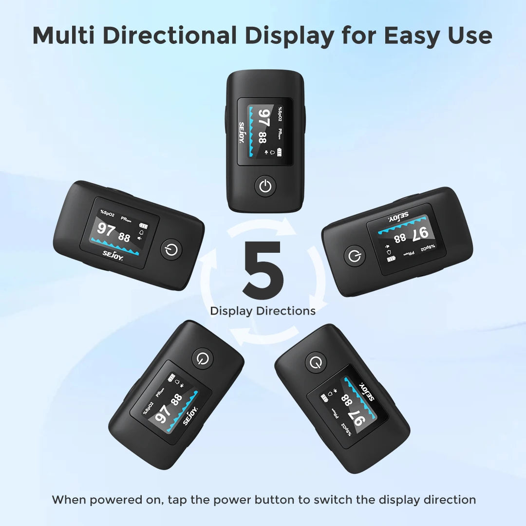 OLED Display Pulse Oximeter - SpO₂, Heart Rate, PI & RR Monitor for Home and Travel