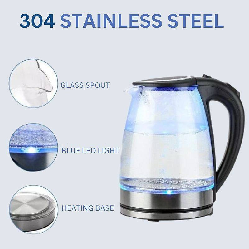 1.8L Electric Glass Kettle Featuring LED Light