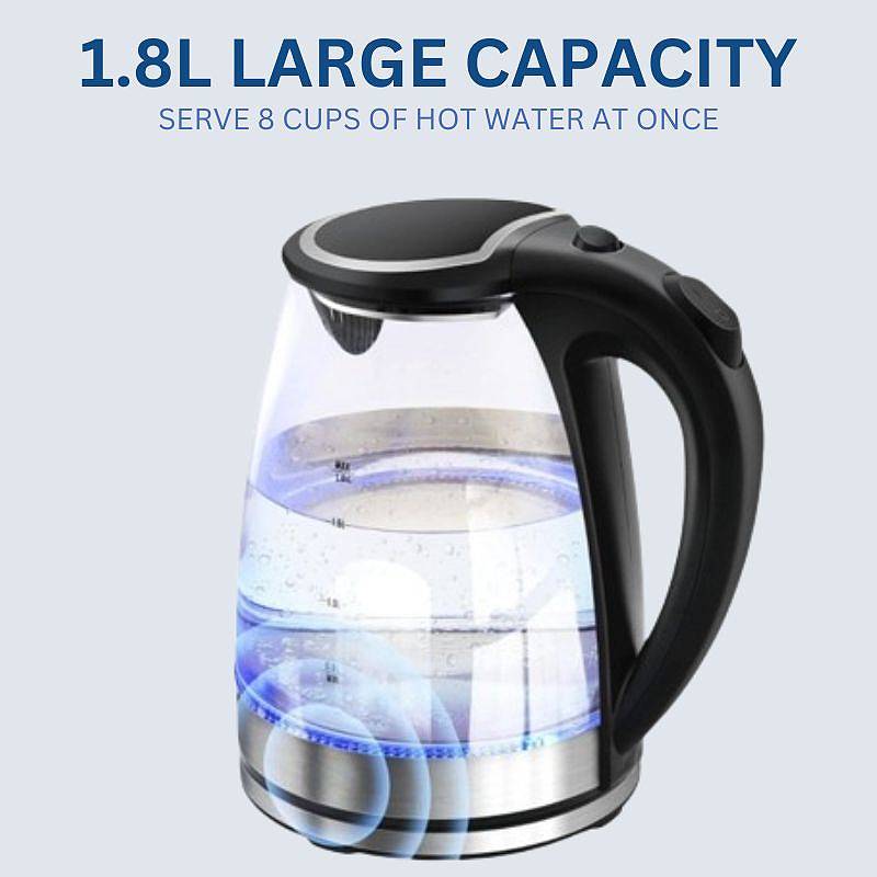 1.8L Electric Glass Kettle Featuring LED Light