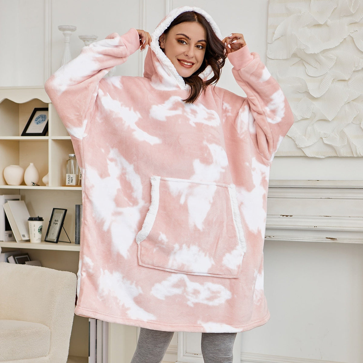 Soft Fleece and Wool Hooded Blanket for Home Comfort and Warmth