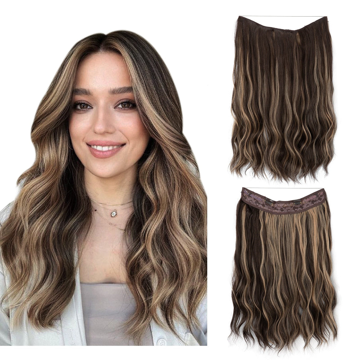 Instant Volume Hair Extensions | Invisible Halo Design – Caramel Blonde