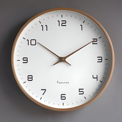 Round Wall Clock – Scandinavian Wooden Design | Minimalist Style for Living Room, Office, or Kitchen – Brown