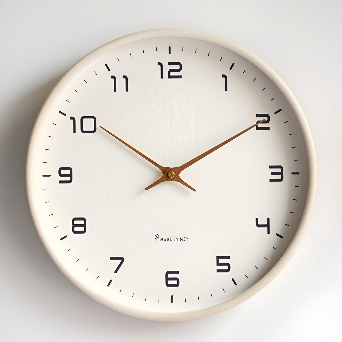 Round Wall Clock – Scandinavian Wooden Design | Minimalist Style for Living Room, Office, or Kitchen – Beige