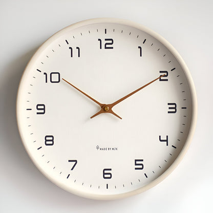 Round Wall Clock – Scandinavian Wooden Design | Minimalist Style for Living Room, Office, or Kitchen – Beige