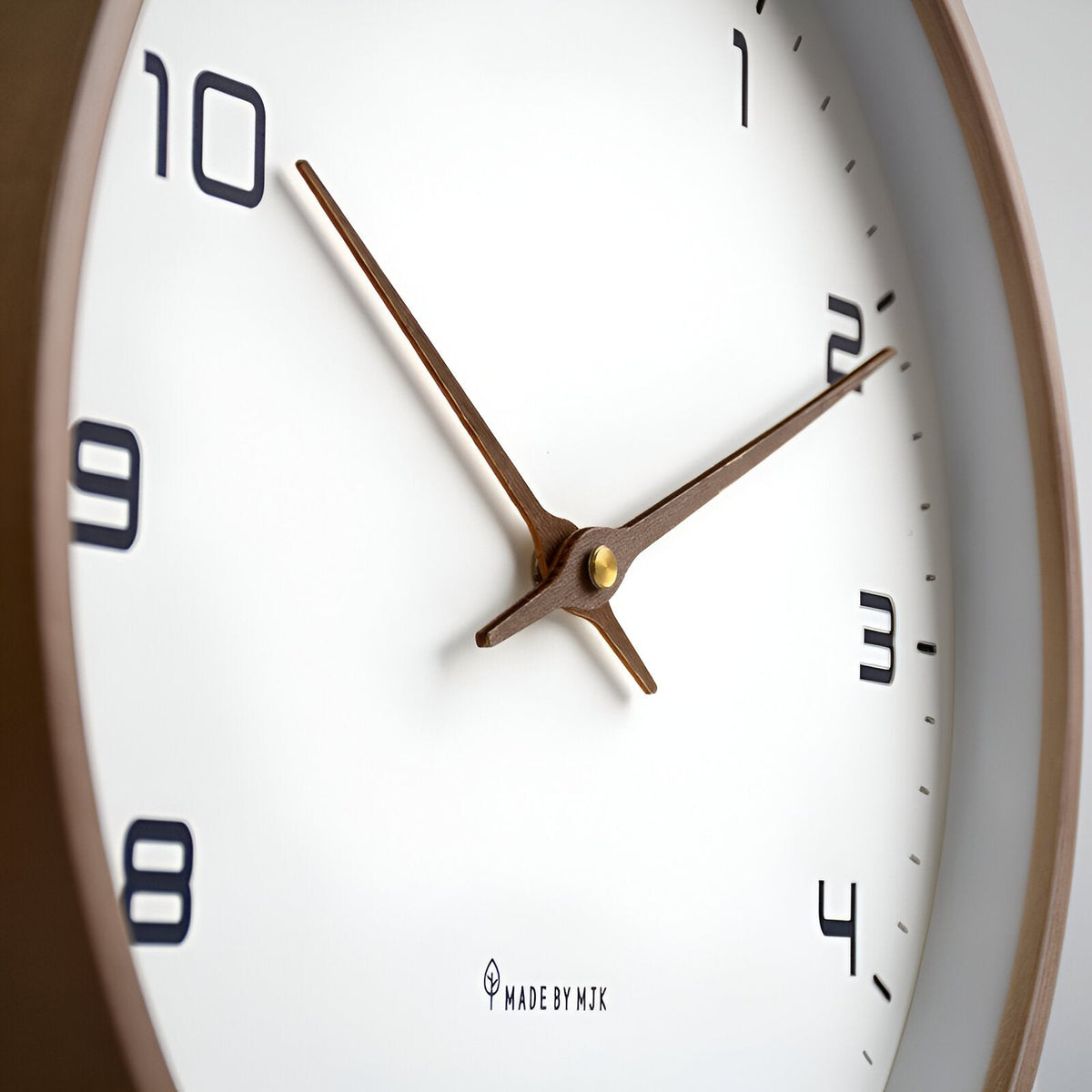 Round Wall Clock – Scandinavian Wooden Design | Minimalist Style for Living Room, Office, or Kitchen