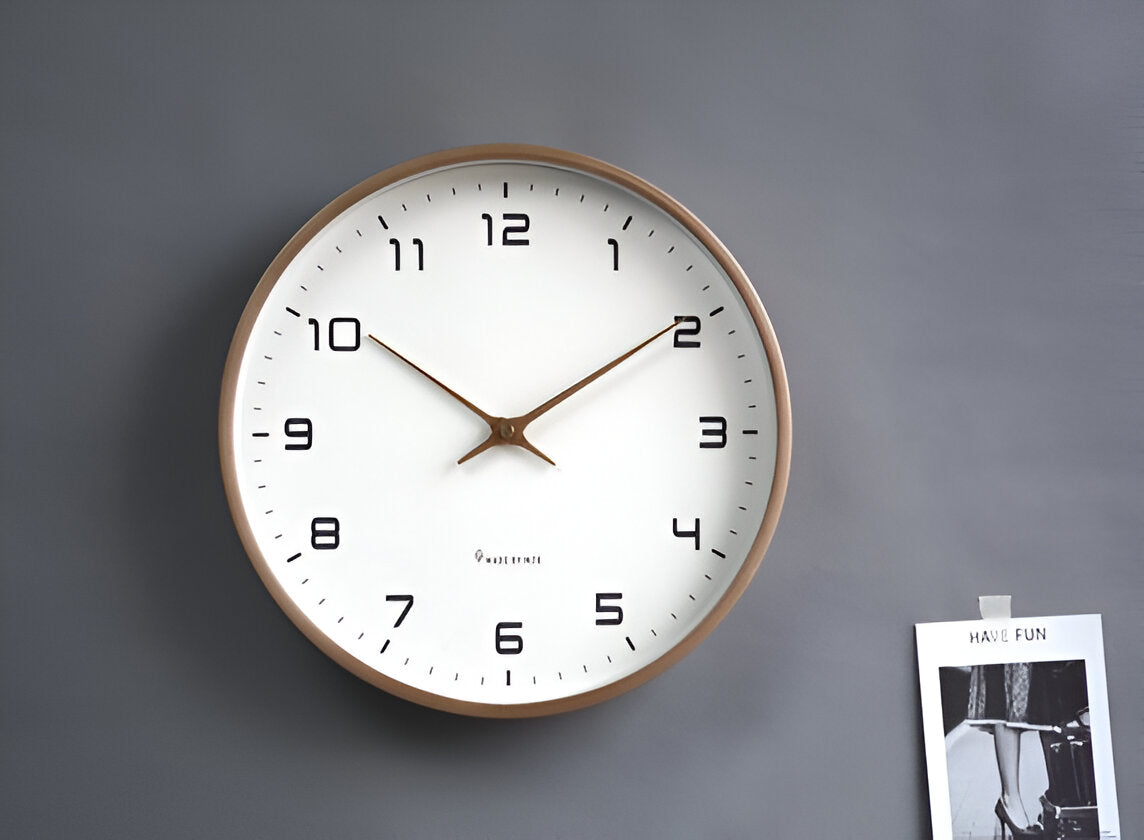 Round Wall Clock – Scandinavian Wooden Design | Minimalist Style for Living Room, Office, or Kitchen