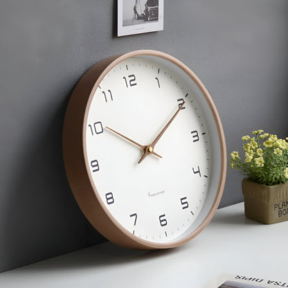 Round Wall Clock – Scandinavian Wooden Design | Minimalist Style for Living Room, Office, or Kitchen