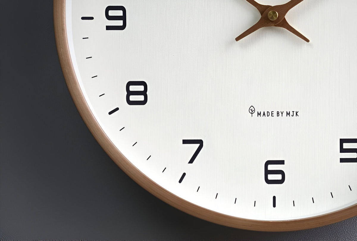 Round Wall Clock – Scandinavian Wooden Design | Minimalist Style for Living Room, Office, or Kitchen