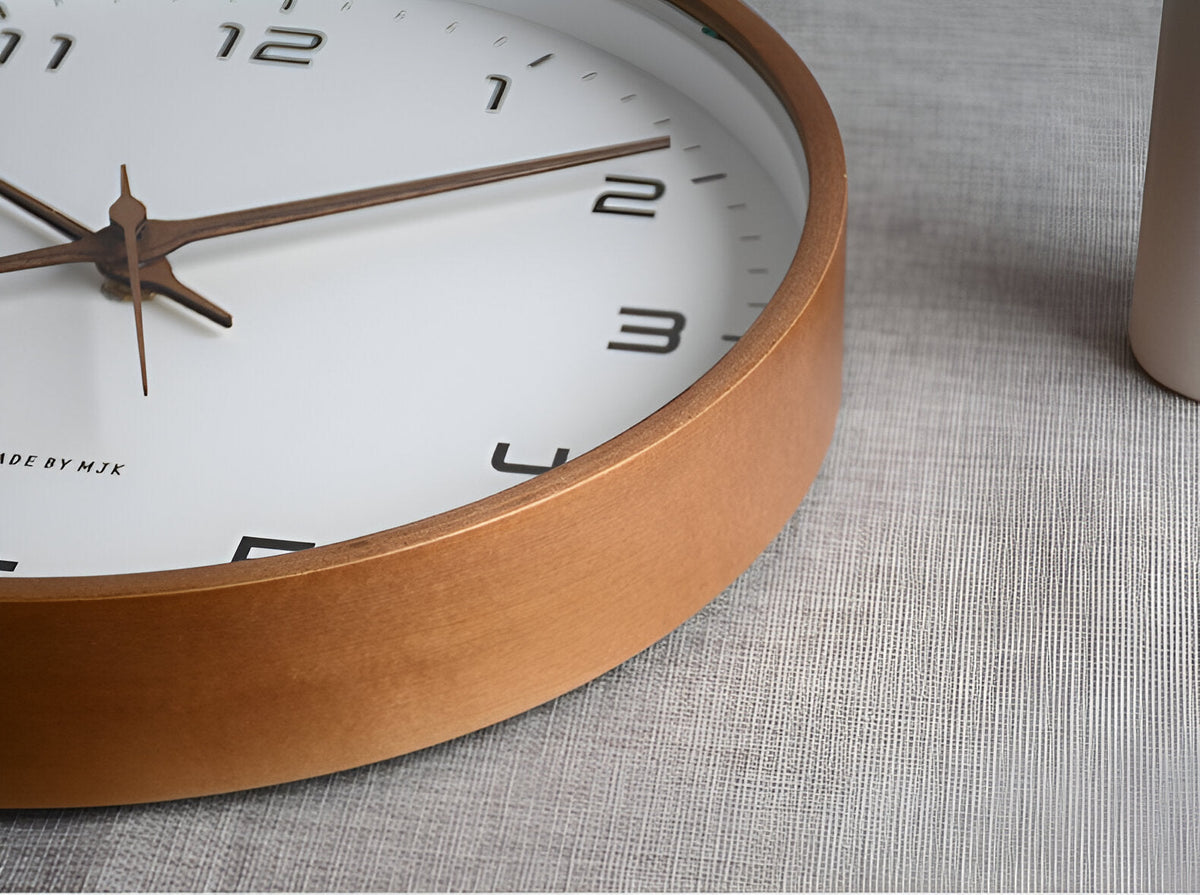 Round Wall Clock – Scandinavian Wooden Design | Minimalist Style for Living Room, Office, or Kitchen