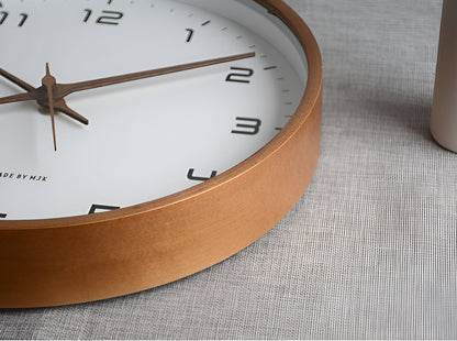 Round Wall Clock – Scandinavian Wooden Design | Minimalist Style for Living Room, Office, or Kitchen