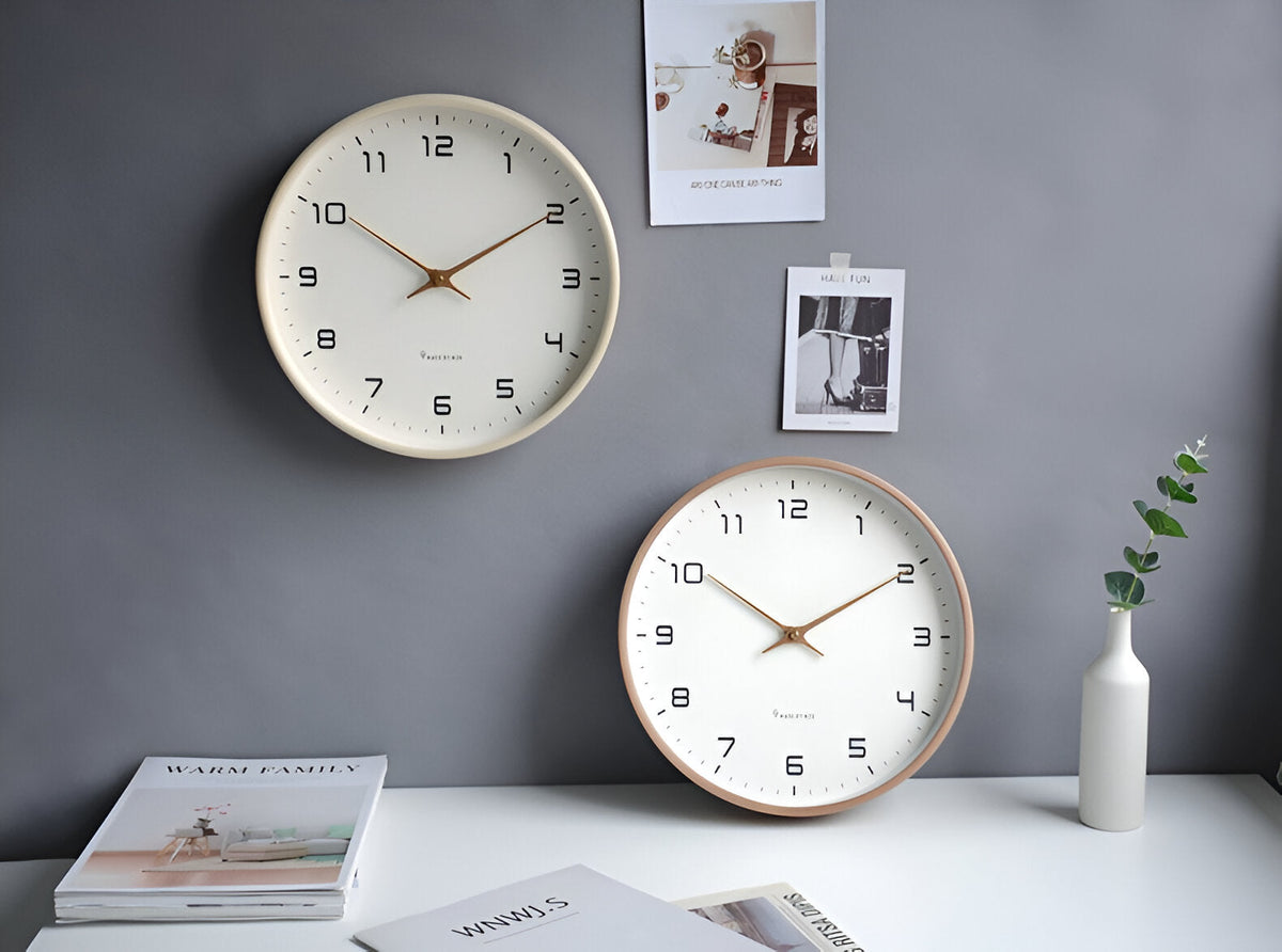Round Wall Clock – Scandinavian Wooden Design | Minimalist Style for Living Room, Office, or Kitchen
