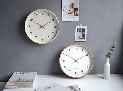 Round Wall Clock – Scandinavian Wooden Design | Minimalist Style for Living Room, Office, or Kitchen