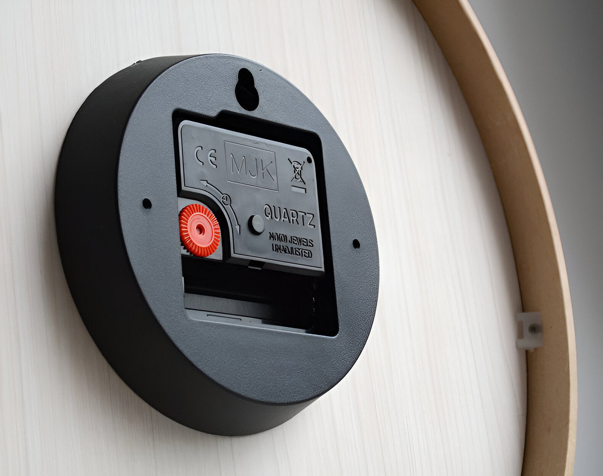 Round Wall Clock – Scandinavian Wooden Design | Minimalist Style for Living Room, Office, or Kitchen
