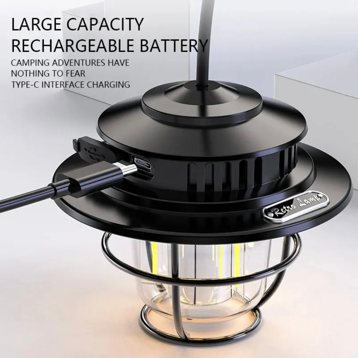 Vintage-Inspired Rechargeable Lantern for Outdoor Adventures